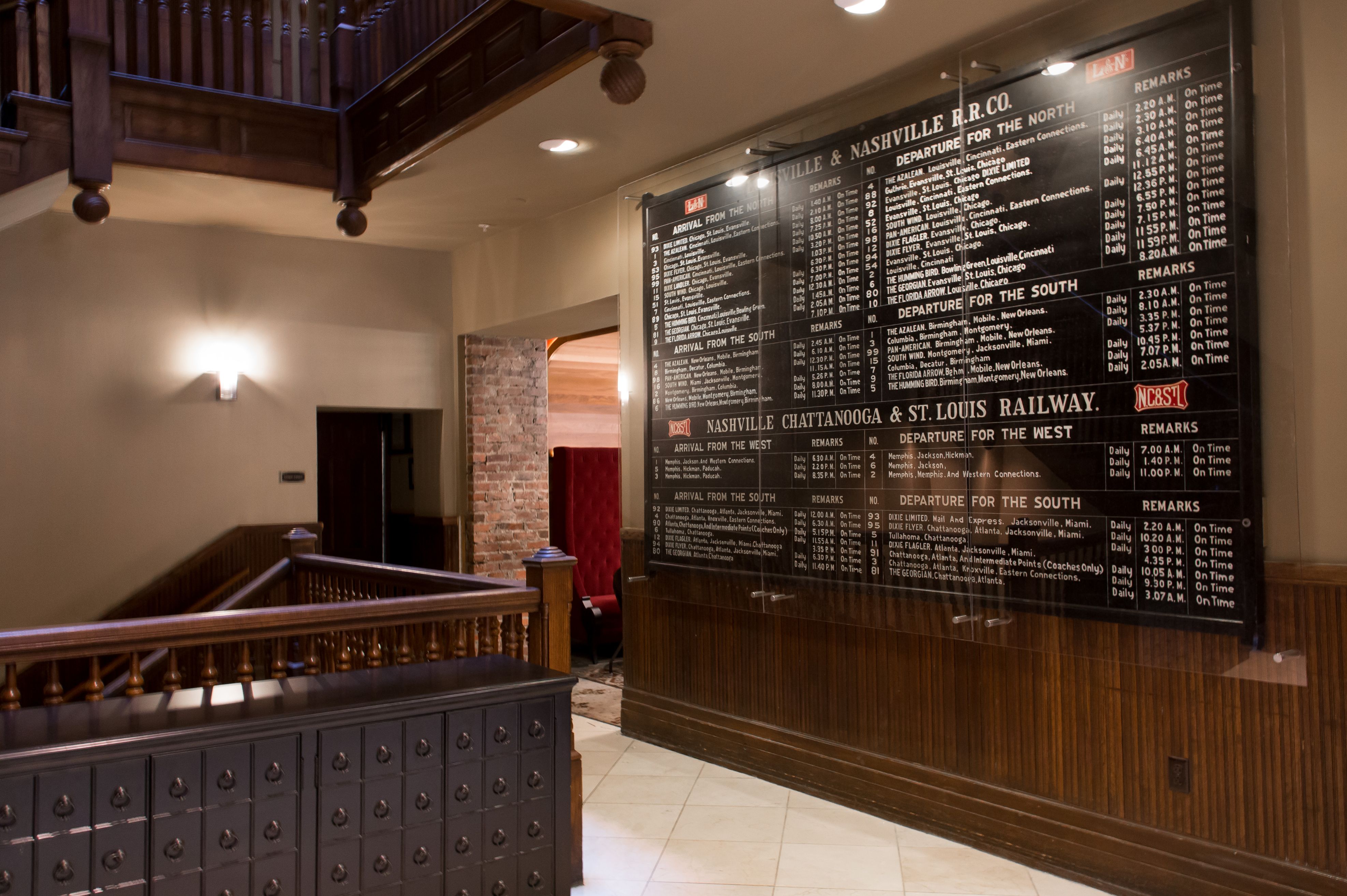 Image of a railway sign at The Union Station Nashville Yards, a member of Historic Hotels of America since 2015, located in Nashville, Tennessee